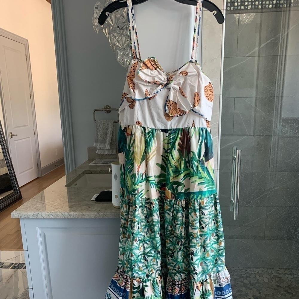 FARM RIO Mixed Prints Bow Sleeveless Midi Dress - Picture 6 of 15